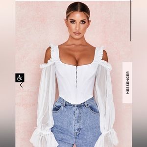 CLAUDETTE WHITE CORSET WITH DROP SLEEVES
